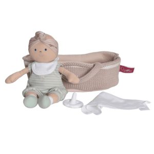 Green Outfit Baby With Knitted Carry Cot  |   Soft Toys Shop Soft Toys