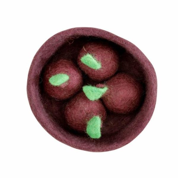 Penelope Plum – Five Felt Plums With Bowl  |   Soft Toys Shop Soft Toys