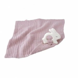 Rabbit Rubber Toy With Pale Rose Muslin  |   Accessories Accessories Accessories