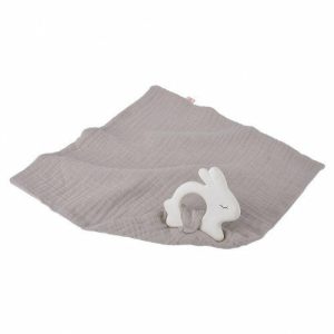 Rabbit Rubber Toy With Silver Grey Muslin  |   Baby Toys Baby Toys Baby Toys