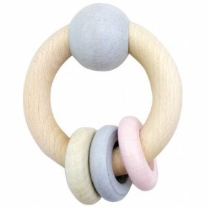 Rattle Round With Ball & 3 Rings Natural Pink  |   Baby Toys Baby Toys Baby Toys