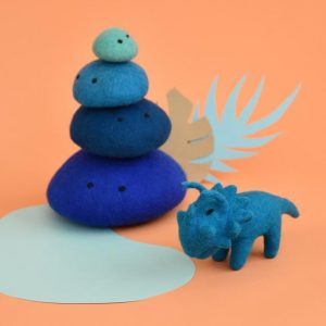 Tiny Triceratops – Mini Blue Felt Dino  |   Soft Toys Shop Soft Toys